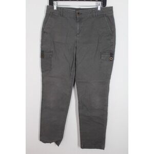 Eddie Bauer 8 Gray Cotton Canvas Casual Cargo Utility Pants